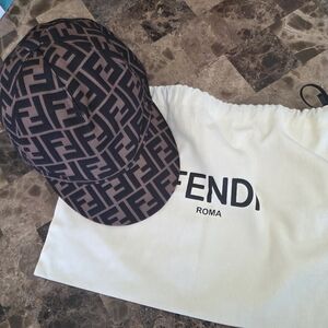 Fendi Brown and Black FF Logo Baseball Cap